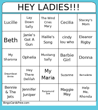 HEY LADIES!!! Bingo Card