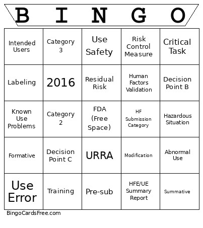 HF Bingo Card