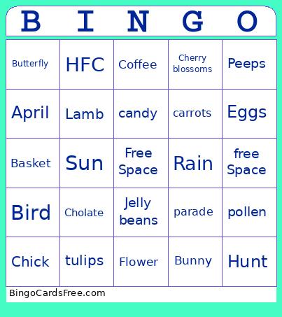 HFC ! Bingo Card