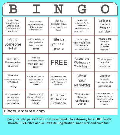 HFMA Bingo Card