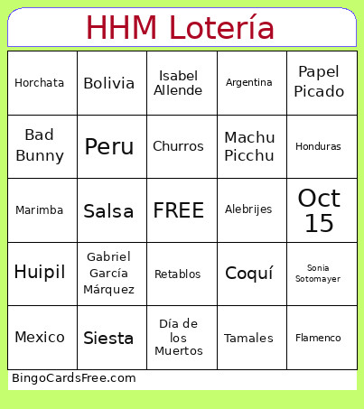 HHM Lotería Bingo Card