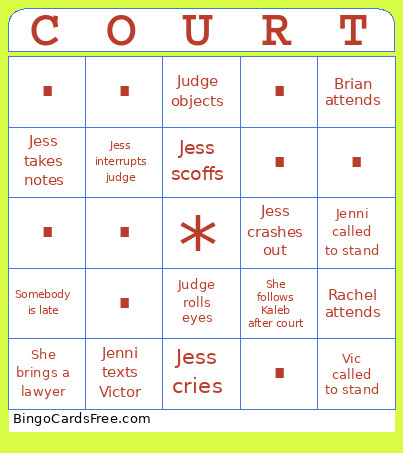 Hi I’m Courtney Bingo Card 2