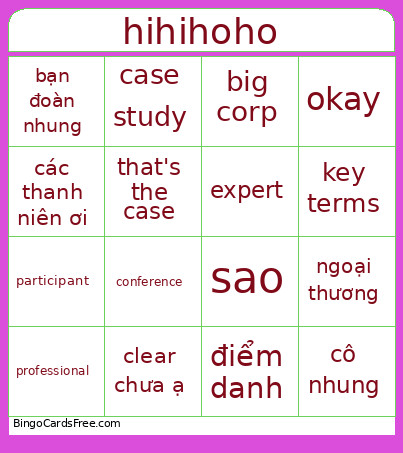 Hihihoho Bingo Card