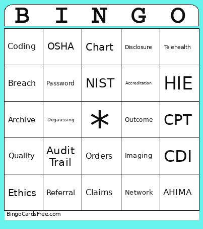 HIM Bingo Card