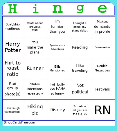 Hinge Bingo Card