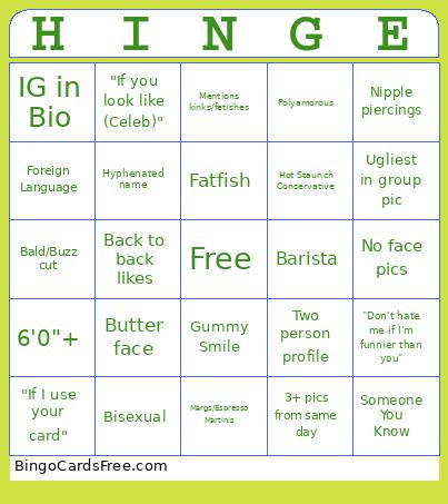 Hinge Bingo Card