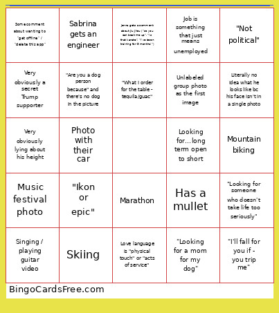 Hinge Bingo Card