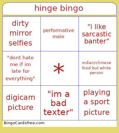 Hinge Bingo Card