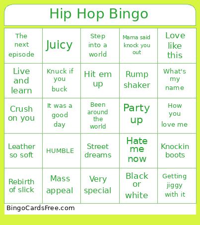 Hip Hop Bingo
