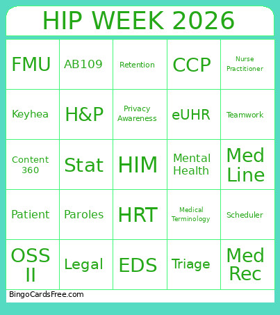 HIP WEEK 2026 Bingo Card