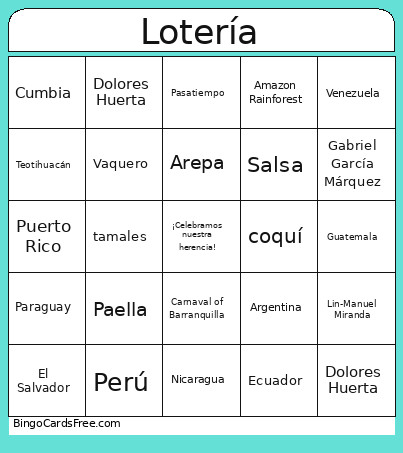 Hispanic Heritage Month With LACI Bingo Card