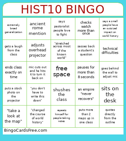 Hist10 Bingo Card