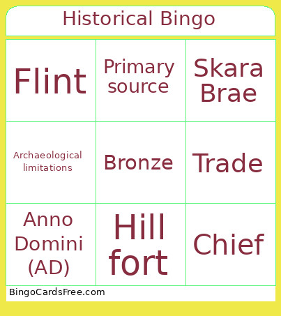 Historical Bingo Card