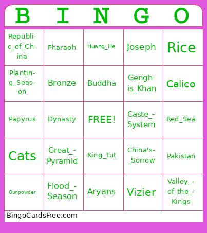 History Review! Bingo