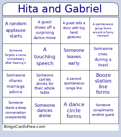Hita And Gabriel Bingo Card