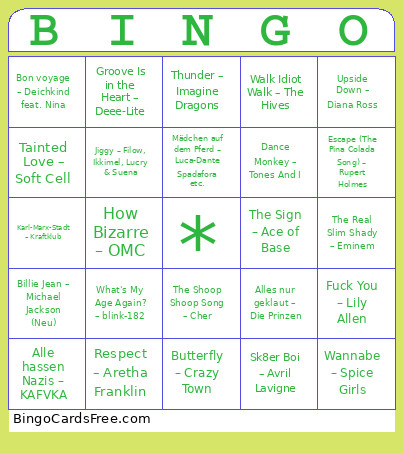 Hits Hits Hits Bingo Card