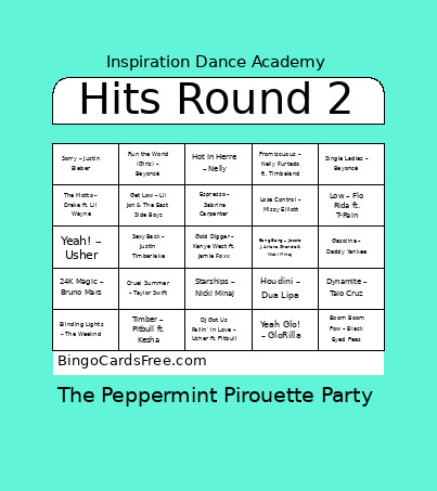 Hits Round 2 Bingo Card