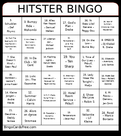 Hitster Bingo Card