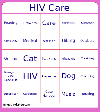 HIV Care Bingo Card