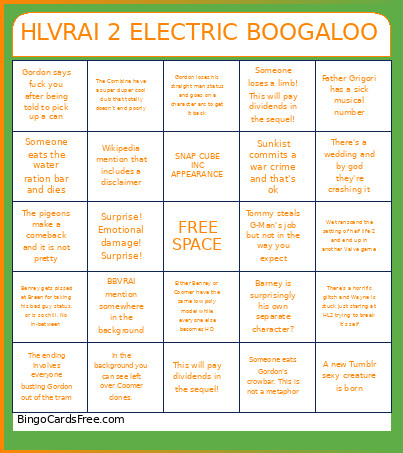 HLVRAI 2 ELECTRIC BOOGALOO Bingo Card