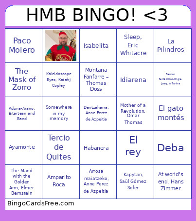 HMB MUSIKALA Bingo Card