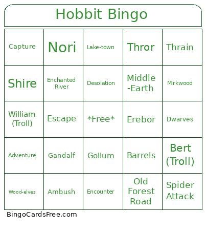 Hobbit Bingo