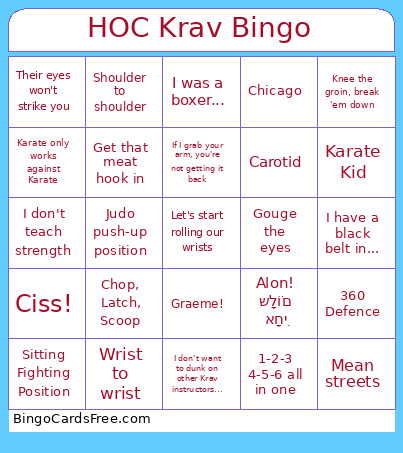 HOC Krav Bingo Card
