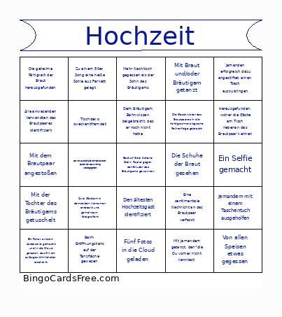 Hochzeit Bingo