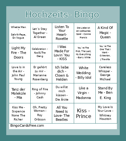 Hochzeits- Bingo Card