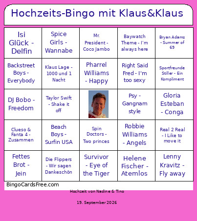 Hochzeits- Mit Klaus&Klaus Bingo Card