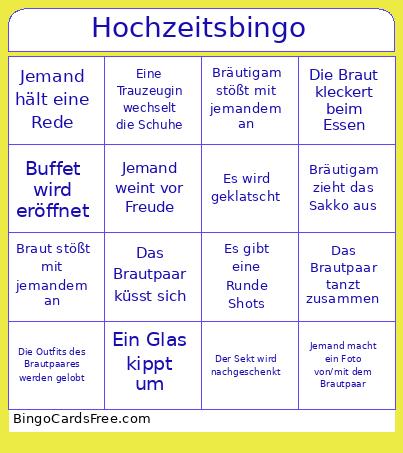 Hochzeits Bingo Card 2