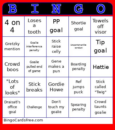 Hockey Bingo Card 5