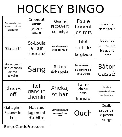 HOCKEY Bingo Card