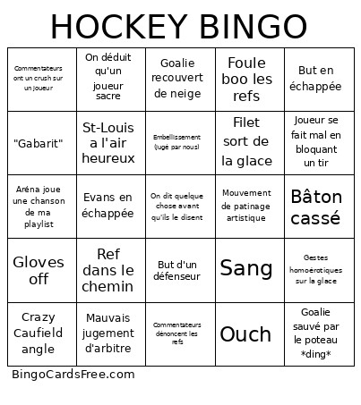 HOCKEY Bingo Card 2