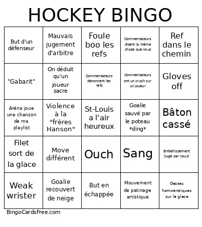 HOCKEY Bingo Card
