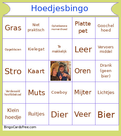 Hoedjes Bingo Card
