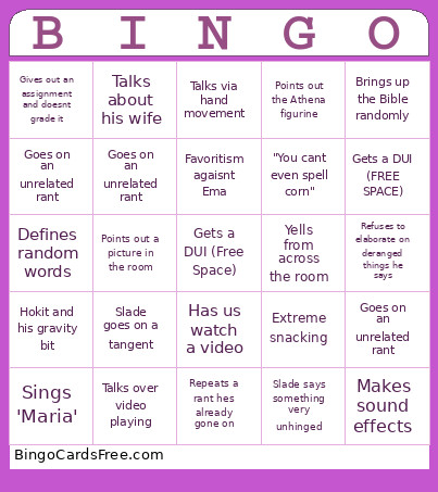 Hokit Bingo Card