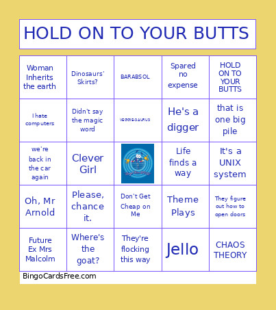 HOLD ON TO YOUR BUTTS Bingo Card
