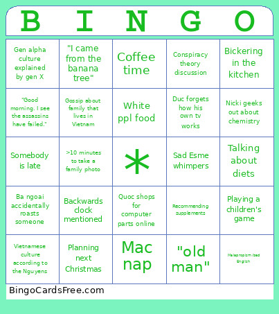 Holiday Bingo Card