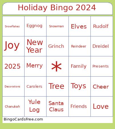 Holiday 2024 Bingo Card