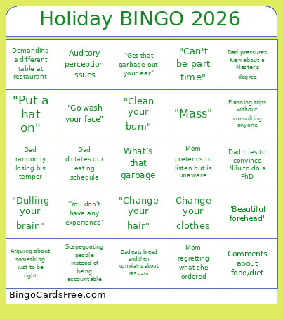 Holiday 2026 Bingo Card