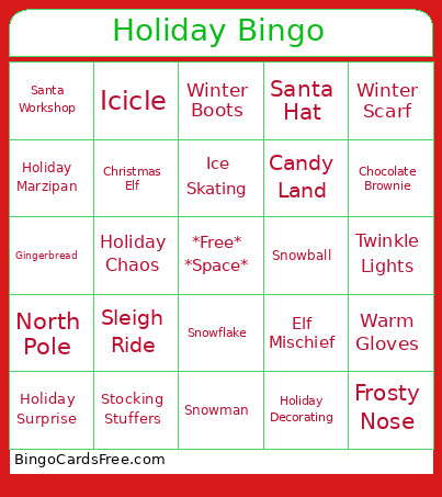 Holiday Bingo Card