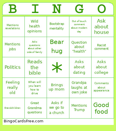 Holiday Bingo Card