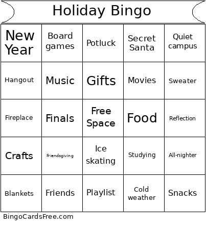 Holiday Bingo Card
