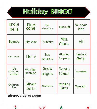 Holiday Bingo Card 2