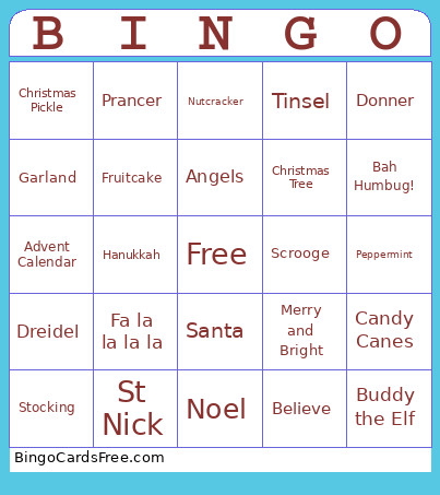 Holiday Bingo Card