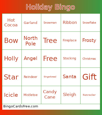 Holiday Bingo Card