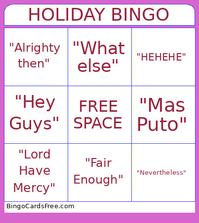 Holiday Bingo Card