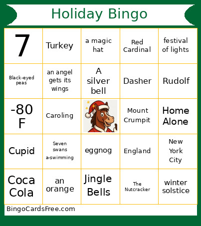 Holiday Bingo Card