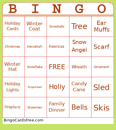 Holiday Bingo Card 2